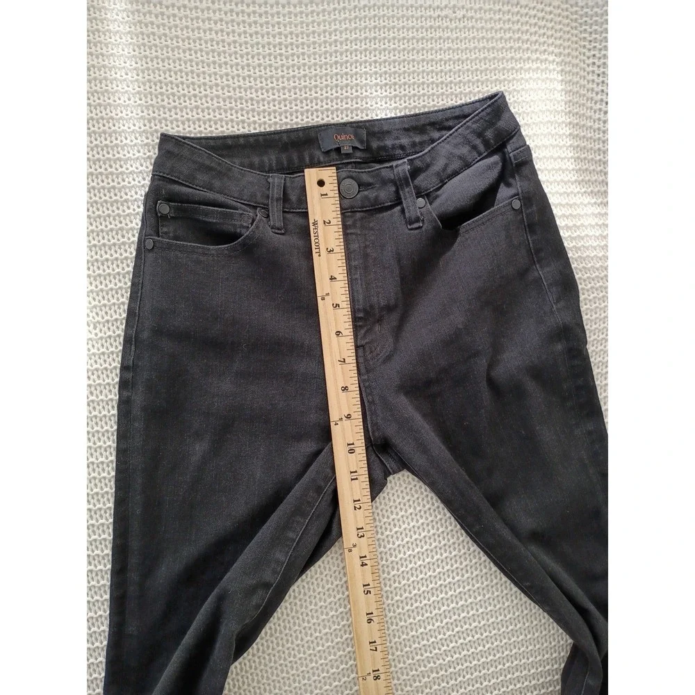 Quince Black High Rise Flare Leg Organic Cotton Blend Jeans Size 27 - Picture 6 of 9